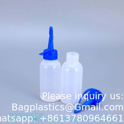 30 ml de bouteille de gouttelette en plastique translucide vide pour les yeux en gros Bouteille de colle en plastique avec pointe