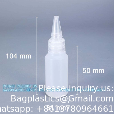 30 ml de bouteille de gouttelette en plastique translucide vide pour les yeux en gros Bouteille de colle en plastique avec pointe