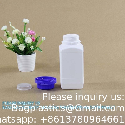 250 ml 500 ml 1000 ml de réactif à large bouche bouteille en plastique carré avec bouchon intérieur