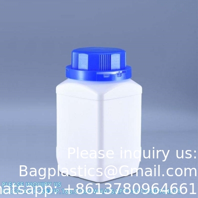 250 ml 500 ml 1000 ml de réactif à large bouche bouteille en plastique carré avec bouchon intérieur