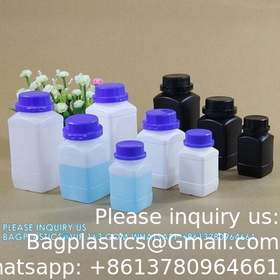 250 ml 500 ml 1000 ml de réactif à large bouche bouteille en plastique carré avec bouchon intérieur