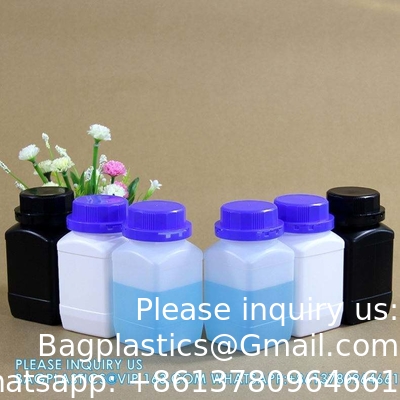 250 ml 500 ml 1000 ml de réactif à large bouche bouteille en plastique carré avec bouchon intérieur