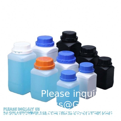 250 ml 500 ml 1000 ml de réactif à large bouche bouteille en plastique carré avec bouchon intérieur