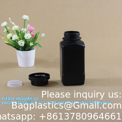 250 ml 500 ml 1000 ml de réactif à large bouche bouteille en plastique carré avec bouchon intérieur