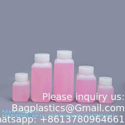 250 ml 500 ml 1000 ml de réactif à large bouche bouteille en plastique carré avec bouchon intérieur