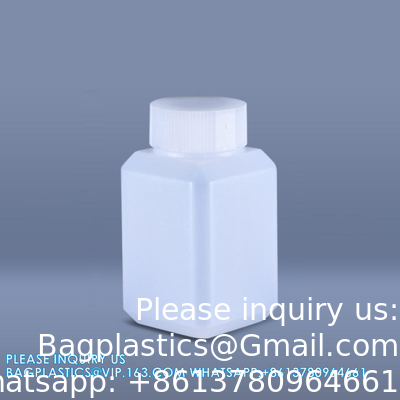 250 ml 500 ml 1000 ml de réactif à large bouche bouteille en plastique carré avec bouchon intérieur