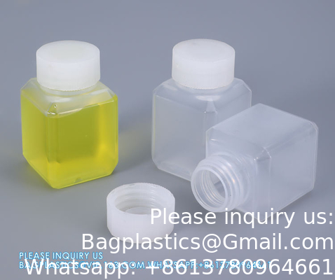 250 ml 500 ml 1000 ml de réactif à large bouche bouteille en plastique carré avec bouchon intérieur