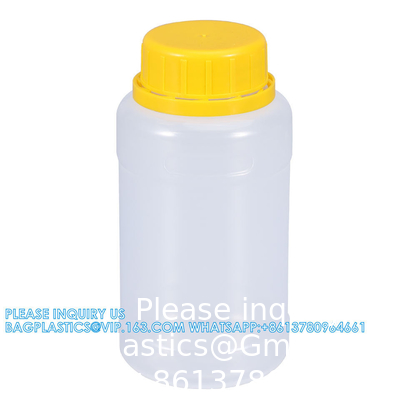 Contenant de stockage de réactif liquide en plastique rond clair de 250 ml Matériau PP de qualité alimentaire Bouteille étanche