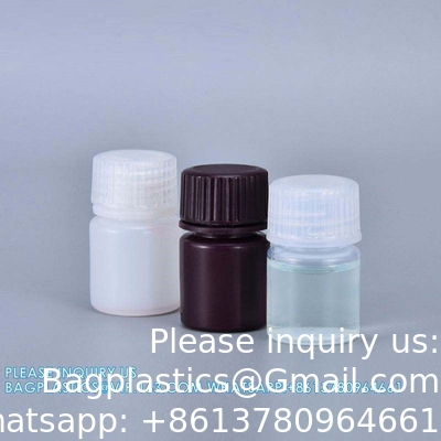 Vente en gros de 5 ml PP Durable Petite Bouteille ronde marron et blanc en plastique de qualité alimentaire