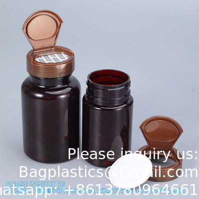 225 ml 300 ml Pilule médicamenteuse Ambre PET Pilule pharmaceutique Capsule Bouteilles de médicament avec couvercle anti-tamper