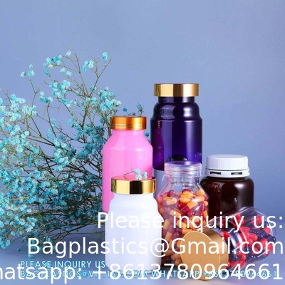 225 ml 300 ml Pilule médicamenteuse Ambre PET Pilule pharmaceutique Capsule Bouteilles de médicament avec couvercle anti-tamper