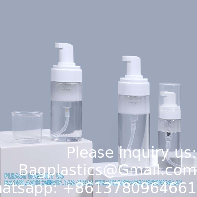 Bouteilles de lavage à la main en gros de 80 ml Cosmétiques clairs Plastique pour animaux de compagnie Pompe en mousse SPRAYER Contenant de savon Conservatoire cosmétique Emballage