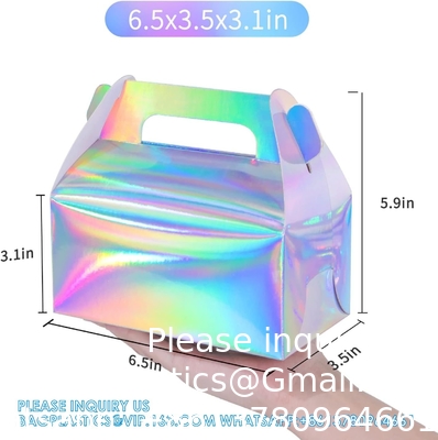 Boîte cadeau holographique gâteau bonbons biscuits emballage carton portable pour les mariages et les anniversaires