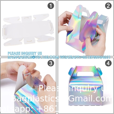 Boîte cadeau holographique gâteau bonbons biscuits emballage carton portable pour les mariages et les anniversaires
