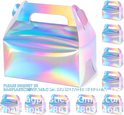 Boîte cadeau holographique gâteau bonbons biscuits emballage carton portable pour les mariages et les anniversaires