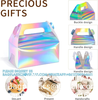 Boîte cadeau holographique gâteau bonbons biscuits emballage carton portable pour les mariages et les anniversaires