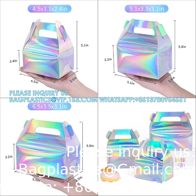 Boîte cadeau holographique gâteau bonbons biscuits emballage carton portable pour les mariages et les anniversaires