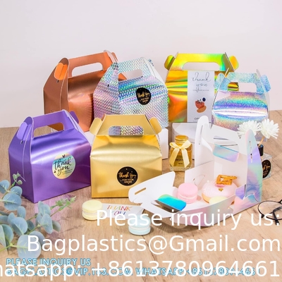 Boîte cadeau holographique gâteau bonbons biscuits emballage carton portable pour les mariages et les anniversaires
