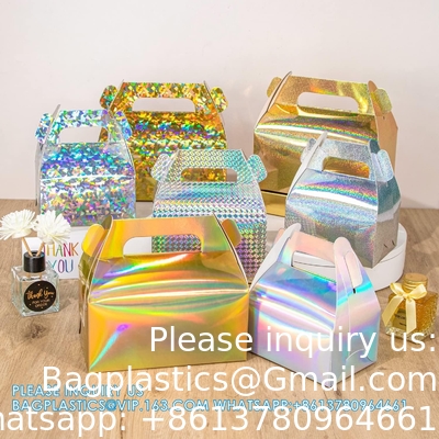 Boîte cadeau holographique gâteau bonbons biscuits emballage carton portable pour les mariages et les anniversaires