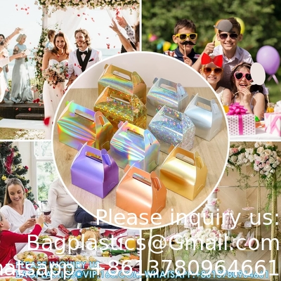 Boîte cadeau holographique gâteau bonbons biscuits emballage carton portable pour les mariages et les anniversaires