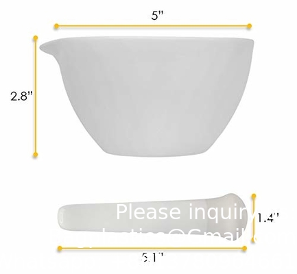 Porcelaine Mortar &amp; Pestle Set, 9 oz (275 ml) - Surface de meulage non glacée - Excellent pour la cuisine ou le laboratoire