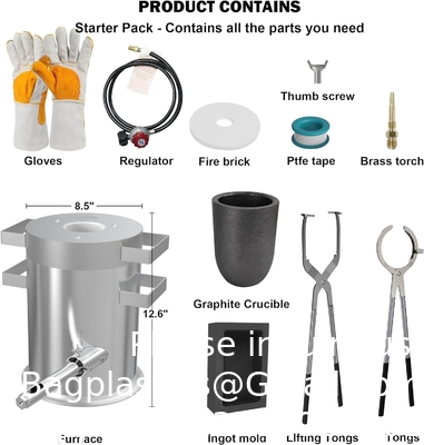 Kit de fonderie avec deux pinces de fondant, fondant, moule en lingots et gants, four de fondant à domicile pour la fusion du métal