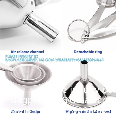 Fongieux pour le remplissage de bouteilles, 3 pièces de fongieux de cuisine en acier inoxydable avec poignée longue, mini-fongieux en métal de qualité alimentaire
