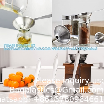 Fongieux pour le remplissage de bouteilles, 3 pièces de fongieux de cuisine en acier inoxydable avec poignée longue, mini-fongieux en métal de qualité alimentaire