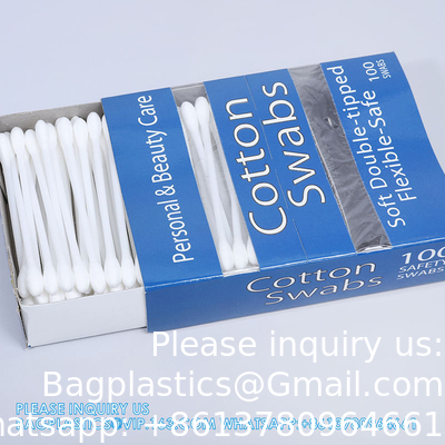 Nouveau design tiroir boîte d'emballage coton écouvillons fenêtre ouverte boîte à cigarettes coton plastique écouvillons petite taille