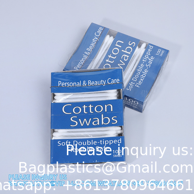 Nouveau design tiroir boîte d'emballage coton écouvillons fenêtre ouverte boîte à cigarettes coton plastique écouvillons petite taille