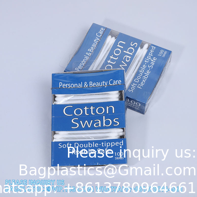 Nouveau design tiroir boîte d'emballage coton écouvillons fenêtre ouverte boîte à cigarettes coton plastique écouvillons petite taille