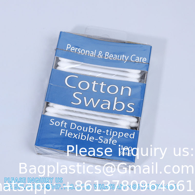 Nouveau design tiroir boîte d'emballage coton écouvillons fenêtre ouverte boîte à cigarettes coton plastique écouvillons petite taille