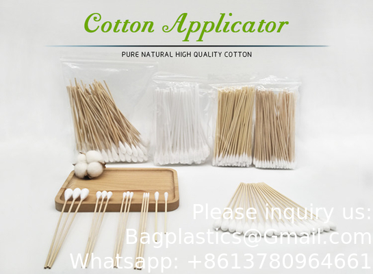 Double tête coton écouvillon Stick coton en bois écouvillon de la Chine écouvillon jetable coton sur mesure pour un usage quotidien
