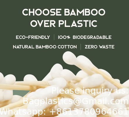 Écouvillons de coton biologique 600 packs - Écouvillons de coton végétalien biodégradables en bambou avec emballage à base de plantes, écouvillons d'oreille en bois