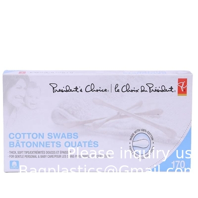 Écouvillons de coton écouvillons de coton bâtonnets de papier de qualité 100% coton naturel pur tête en carton à ampoules