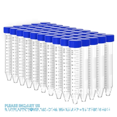 Tubes centrifugeuses de 15 ml, tubes coniques stériles 50 PCS, polypropylène, bouchons à vis étanches, récipient en plastique