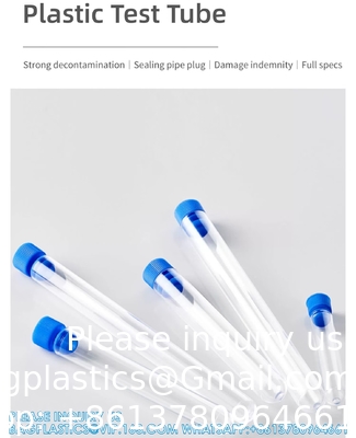 12*100mm Ronde fond tube à essai en plastique Tubes à échantillon avec vis Laboratoire fournisseur de laboratoire Tubes à essai en plastique avec bouchon