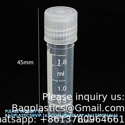 Tuyau cryogénique en plastique gradué de 2 ml Autonomie avec bouchon 10 ml Tuyaux de laboratoire congelés en plastique