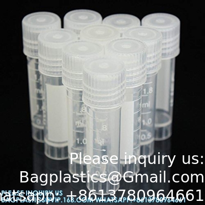 Tuyau cryogénique en plastique gradué de 2 ml Autonomie avec bouchon 10 ml Tuyaux de laboratoire congelés en plastique