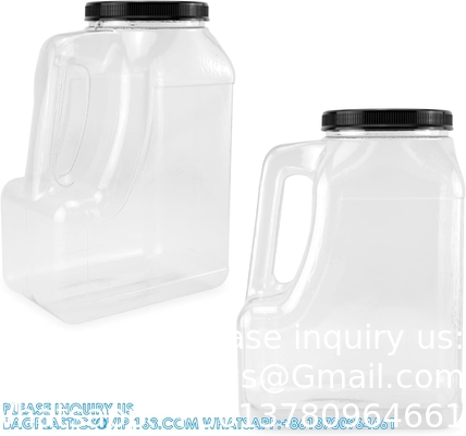 Bouteilles de 1,25 litre avec poignée et couvercle étanche - Conteneurs de stockage vides carrés et pots - Bouteilles à large bouche de 1,25 litre