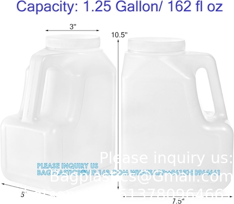 Bouteilles de 1,25 litre avec poignée et couvercle étanche - Conteneurs de stockage vides carrés et pots - Bouteilles à large bouche de 1,25 litre
