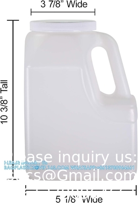 Bouteilles de 1,25 litre avec poignée et couvercle étanche - Conteneurs de stockage vides carrés et pots - Bouteilles à large bouche de 1,25 litre