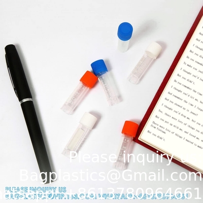 2 ml de petits flacons en plastique avec capuchon à vis Tubes d'échantillonnage Cryotubes, Matériau PP, exempt de DNase, RNase, ADN humain