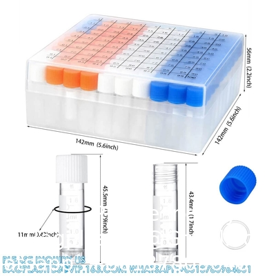 2 ml de petits flacons en plastique avec capuchon à vis Tubes d'échantillonnage Cryotubes, Matériau PP, exempt de DNase, RNase, ADN humain