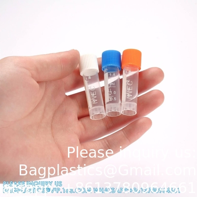 2 ml de petits flacons en plastique avec capuchon à vis Tubes d'échantillonnage Cryotubes, Matériau PP, exempt de DNase, RNase, ADN humain