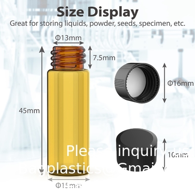 Emballage de 100 flacons en verre avec capuchon à vis phénolique noir (4 ml, transparent) Flacons en verre ambré en forme de gouttière