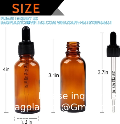 Bouteilles à goutte à goutte 5 PCS Bouteille à goutte à goutte Amber avec entonnoirs et pipettes de transfert, Bouteilles de teinture en verre avec goutte à goutte 10 ml