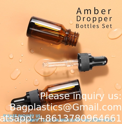 Bouteilles à goutte à goutte 5 PCS Bouteille à goutte à goutte Amber avec entonnoirs et pipettes de transfert, Bouteilles de teinture en verre avec goutte à goutte 10 ml