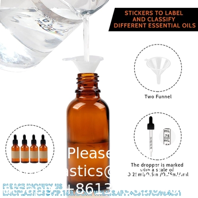 Bouteilles à goutte à goutte 5 PCS Bouteille à goutte à goutte Amber avec entonnoirs et pipettes de transfert, Bouteilles de teinture en verre avec goutte à goutte 10 ml