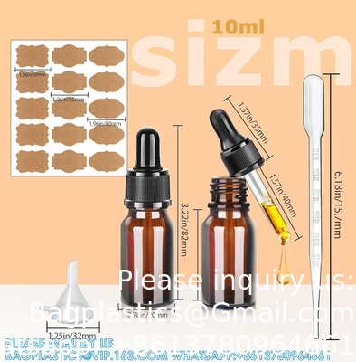 Bouteilles à goutte à goutte 5 PCS Bouteille à goutte à goutte Amber avec entonnoirs et pipettes de transfert, Bouteilles de teinture en verre avec goutte à goutte 10 ml
